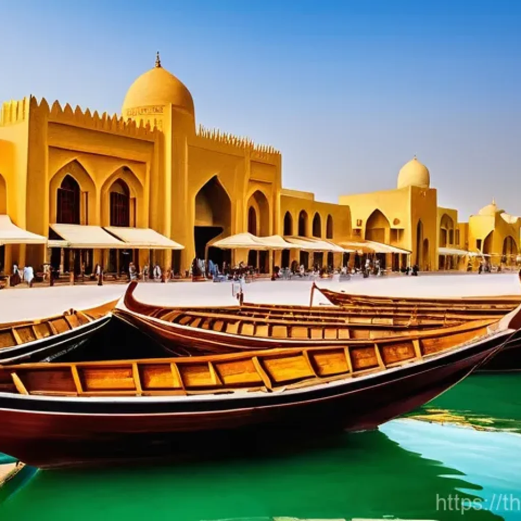 카타르 내 다양한 문화 축제 - **Prompt:** A vibrant, celebratory scene during the Traditional Dhow Festival at Katara Cultural Vil...