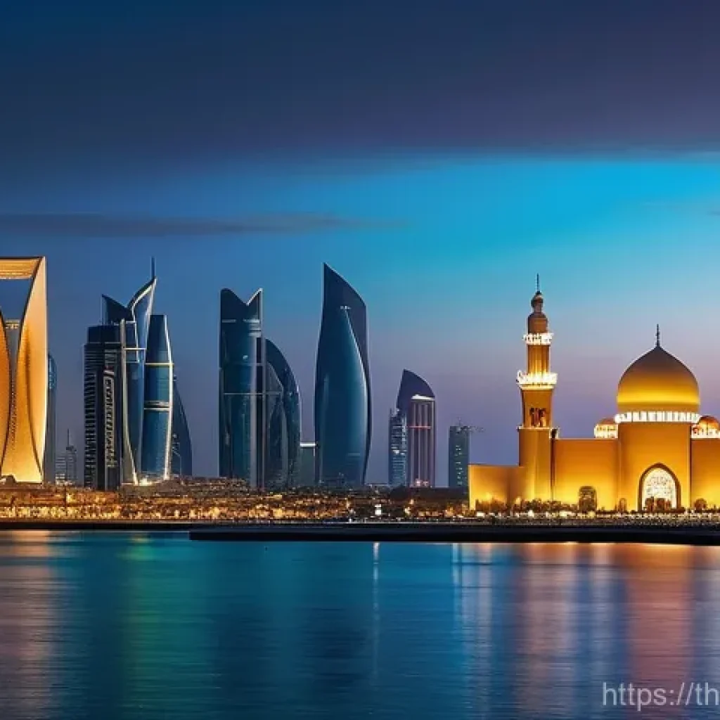 카타르의 전통과 현대의 조화 - **A Panoramic View of Doha's Architectural Splendor:**
    A stunning panoramic shot of Doha at dusk...