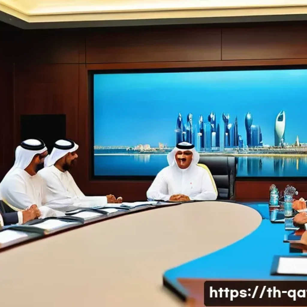 카타르 내 반정부 운동 - **A Global Diplomatic Hub:** A sophisticated, bright, and modern conference room in Doha, Qatar, whe...